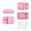 3 Compartments Reusable Wheat Straw Bento Lunch Box W/ Lid | https://www.bestnamebadges.com