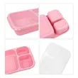 3 Compartments Reusable Wheat Straw Bento Lunch Box W/ Lid | https://www.bestnamebadges.com