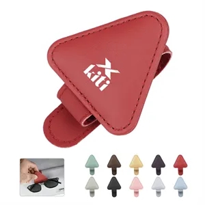 Leather Magnetic Car Sunglass Holder Visor Clip