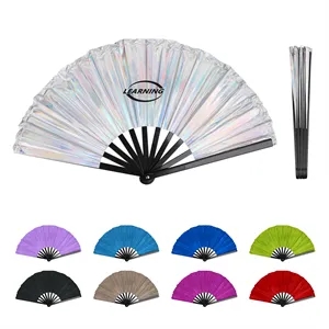 13" Holographic Iridescent Folding Hand Fans