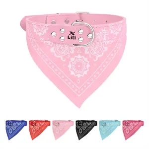 Adjustable Leather Dog Bandana Collar Scarf