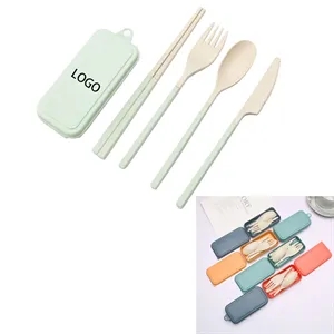 Collapsible Reusable Wheat Straw Utensils Set