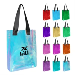 Iridescent PVC Holographic Shopping Tote Bag 11.8"x4"x15.7"