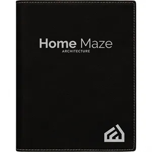 7" x 9" Leatherette Black/Silver Portfolio