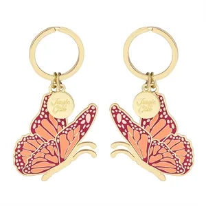 Die Struck Zinc Soft Enamel Butterfly Shape Keychain