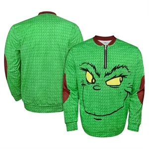 Full Color Men's Long Sleeve Quarter Zip Pullover Sweatshirt