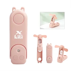 Foldable Mini Rechargeable Handheld Misting Fan W/ Light