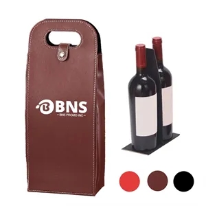 Reusable PU Leather Double Bottle Wine Tote Carrier Elegant