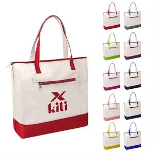 12Oz Canvas Travel Shopping Tote Bag W/ Zipper