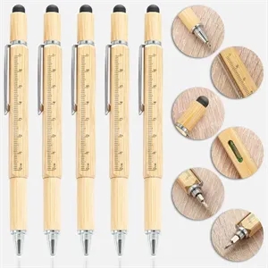 6 In 1 Bamboo Multi-Function Tool Pen