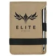 Light Brown Leatherette Mini Notepad with Pen | https://www.bestnamebadges.com