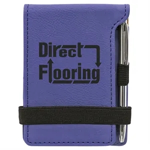 Purple Leatherette Mini Notepad with Pen