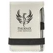 White Leatherette Mini Notepad with Pen | https://www.bestnamebadges.com