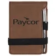 Dark Brown Leatherette Mini Notepad with Pen | https://www.bestnamebadges.com