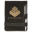 Black & Gold Leatherette Mini Notepad with Pen | https://www.bestnamebadges.com