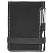 Black & Silver Leatherette Mini Notepad with Pen | https://www.bestnamebadges.com