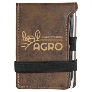 Rustic & Gold Leatherette Mini Notepad with Pen