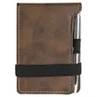 Rustic & Gold Leatherette Mini Notepad with Pen | https://www.bestnamebadges.com