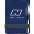 Blue & Silver Leatherette Mini Notepad with Pen | https://www.bestnamebadges.com