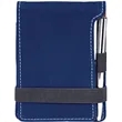 Blue & Silver Leatherette Mini Notepad with Pen | https://www.bestnamebadges.com