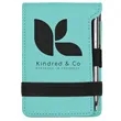 Teal Leatherette Mini Notepad with Pen | https://www.bestnamebadges.com