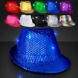 Shiny Colorful Fedora Hats with White Bands | https://www.bestnamebadges.com