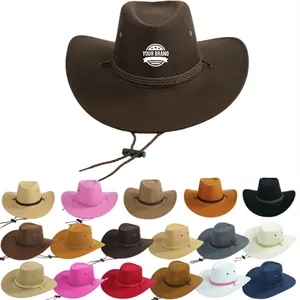 Fashion Suede Cowboy Hat with Strap
