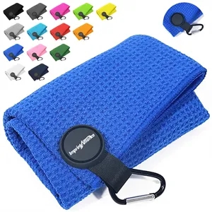 Microfiber Waffle Weave Golf Towel with Magnetic Attachment