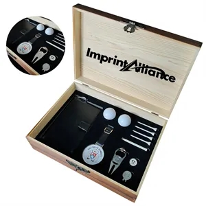 Premium Wooden Gift Box Golf Accessory Set