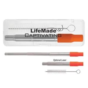 Hurley Collapsible Stainless Steel Straw In Travel Case | https://www.bestnamebadges.com