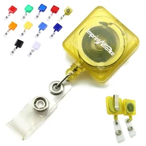Retractable Square Badge Reel With Metal Belt Clip