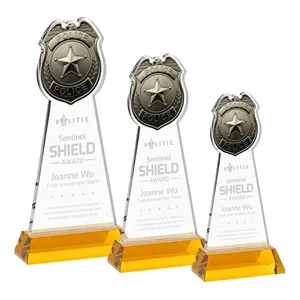 Police Badge Award on Hartford Base - Amber