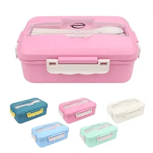 Wheat Straw Bento Lunch Box W/ Lid & Utensils