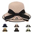 Wide Brim Bow Straw Beach Hat W/ Chin Strap | https://www.bestnamebadges.com
