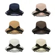 Wide Brim Bow Straw Beach Hat W/ Chin Strap | https://www.bestnamebadges.com