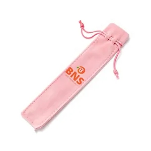 Multicolor Double-Sided Fleece Drawstring Pen Pouch