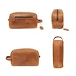 Travel Genuine Leather Toiletry Bag With Handle | https://www.bestnamebadges.com
