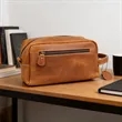 Travel Genuine Leather Toiletry Bag With Handle | https://www.bestnamebadges.com
