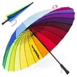39" Windproof Rainbow Stick Umbrella With Curved Handle | https://www.bestnamebadges.com