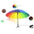 39" Windproof Rainbow Stick Umbrella With Curved Handle | https://www.bestnamebadges.com