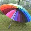 39" Windproof Rainbow Stick Umbrella With Curved Handle | https://www.bestnamebadges.com