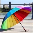 39" Windproof Rainbow Stick Umbrella With Curved Handle | https://www.bestnamebadges.com