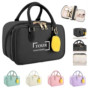 Leather Large Capacity Cosmetic Travel Bag