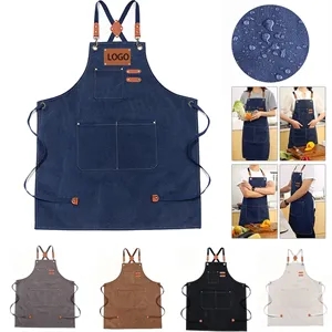 Waterproof Canvas Apron with Cross Back Straps and Pockets