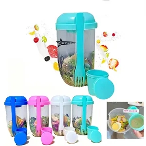 Portable Salad Cup With Lid Spoon Food Container