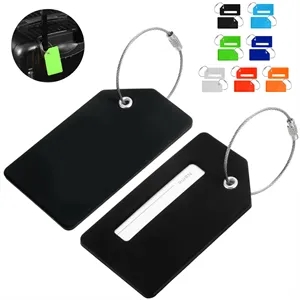 Aluminum Luggage Tag with Steel Cable and ID Window