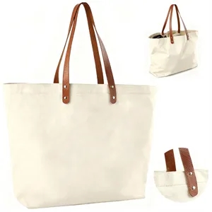 Canvas Tote Bag with PU Leather Handles
