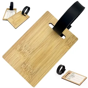 Bamboo Luggage Tag with PU Leather Strap