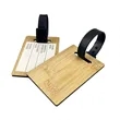 Bamboo Luggage Tag with PU Leather Strap | https://www.bestnamebadges.com