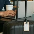 Bamboo Luggage Tag with PU Leather Strap | https://www.bestnamebadges.com